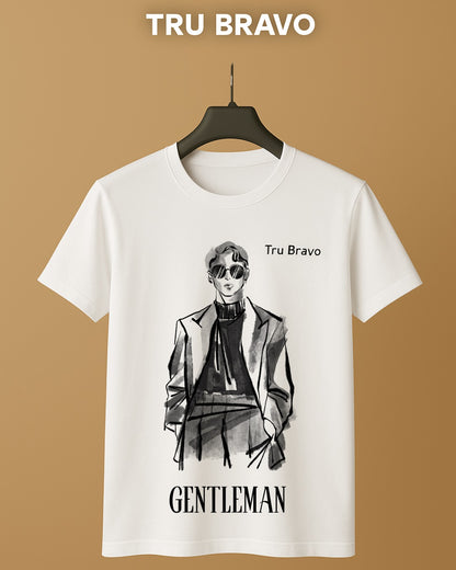 short Tru Bravo™ Core Range – "GENTLEMAN" Graphic Tee Modern Art Meets Timeless Style.sleeve t -shirt