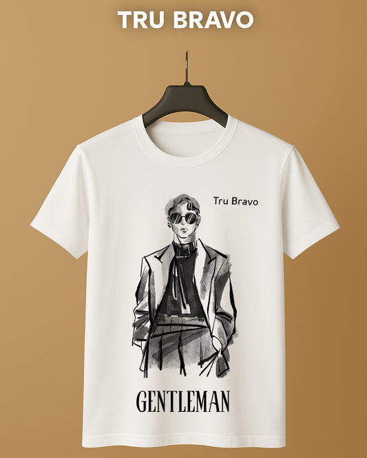 short Tru Bravo™ Core Range – "GENTLEMAN" Graphic Tee Modern Art Meets Timeless Style.sleeve t -shirt